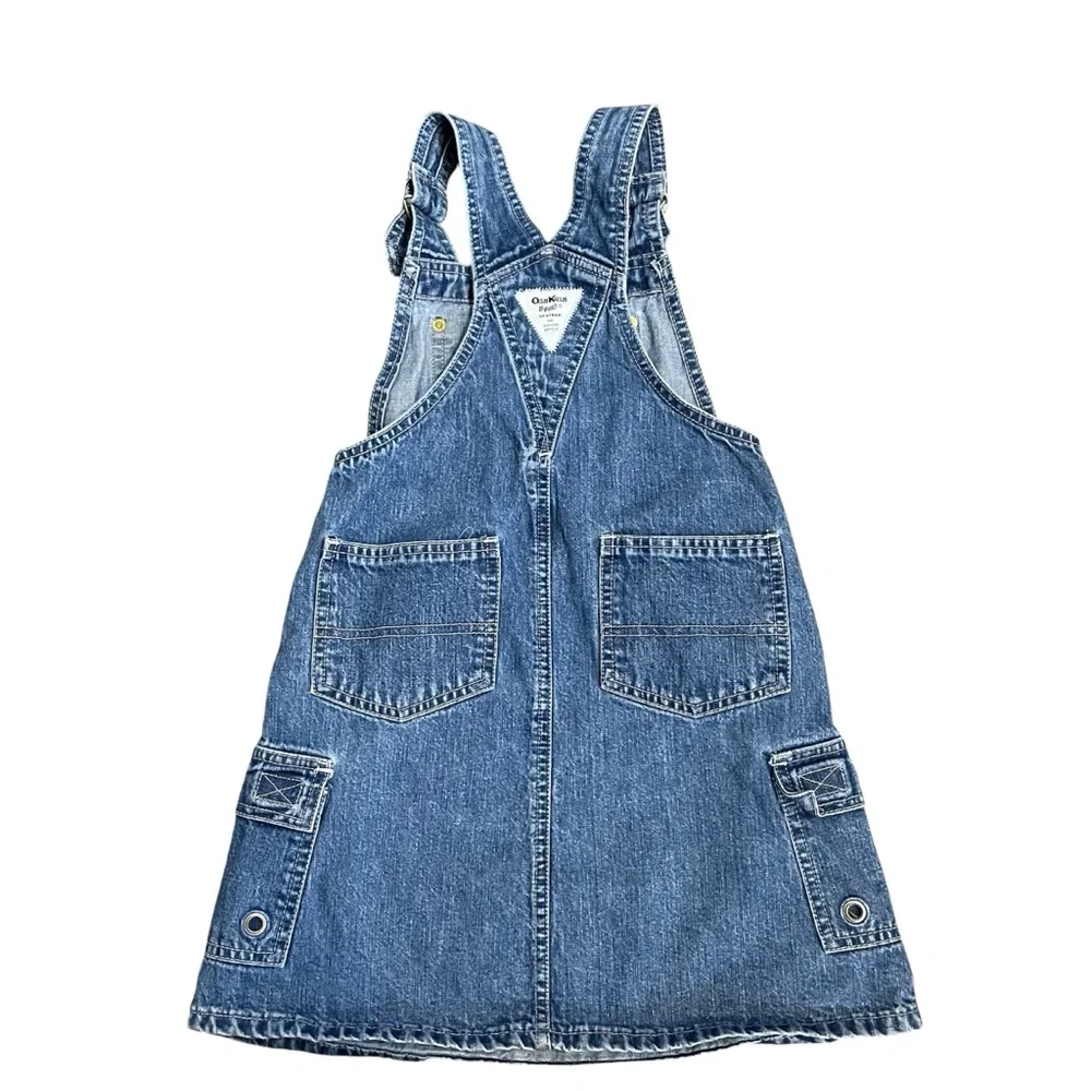 Oshkosh B’Gosh Jumper Denim Overalls Vintage Cargo pockets dress size 6